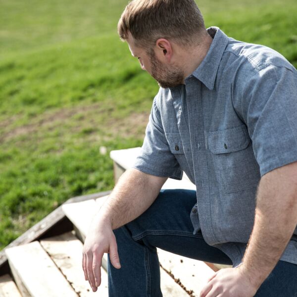 Blue Chambray Short Sleeve Work Shirt Thumbnail