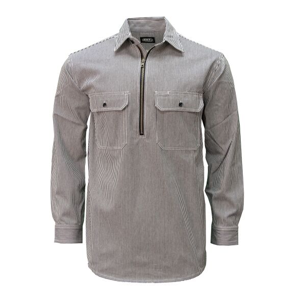 Key Hickory Stripe Long Sleeve Zip Front Logger Shirt 573 Hickory Stripe Long Sleeve Zip Front Logger Shirt Thumbnail